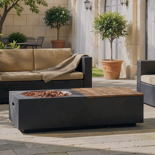 Sunvega Lightweight Concrete 50,000 BTU Rectangular Fire Pit Table with Storage