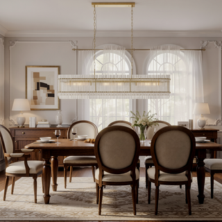 Sunvega Modern Gold Round Chandelier with Water Ripple Crystal Glass for Dining Room