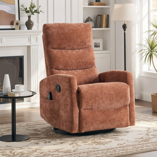 Sunvega Fabric Heat Massage Manual Recliner Chair with Rocker and Swivel for Living Room