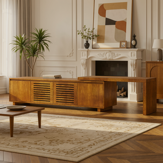 Sunvega Modern TV Stand with Storage Cabinets and Drawers for TVs up to 75 Inches