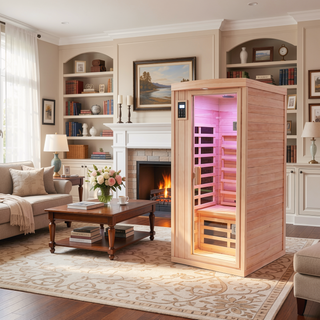 Sunvega Low EMF Outdoor Sauna for One Person with Tempered Glass Door