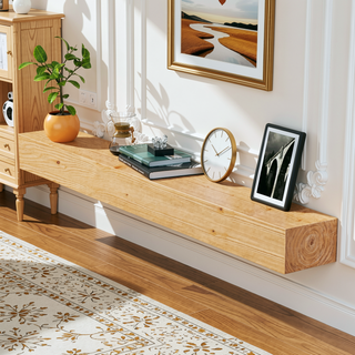 Sunvega Handcrafted Pine Wood Fireplace Mantel Shelf with Distinctive Wood Grain