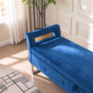 Sunvega Green Velvet Storage Soft Bench with Armrests for Living Room and Bedroom