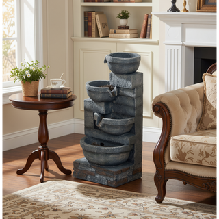Sunvega 4-Tier Cascading Waterfall Fountain with LED Lights for Garden Patio