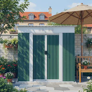Sunvega Pent Roof Outdoor Storage Shed with Aluminum Alloy Frame and Sliding Door