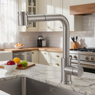 Sunvega Single Handle Kitchen Sink Faucet with Pull Out Sprayer and Deck Plate