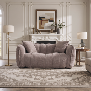 Sunvega Super Soft Chenille Bean Bag Chair with Armrests for Living Room