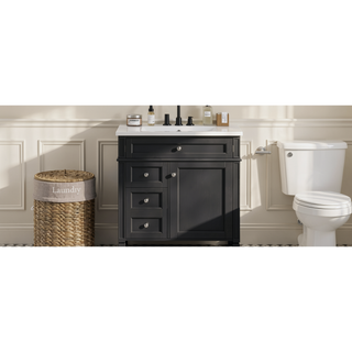 Sunvega Modern Minimalist 30'' Bathroom Vanity with Top Sink and Ample Storage