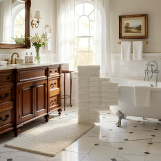 Sunvega Soft Fade Resistant Non Skid Bath Rug with High Low Stripe Design