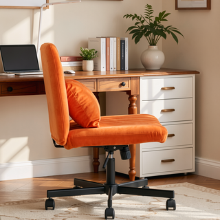Sunvega Adjustable Ergonomic Armless Office Chair with Plush Linen Upholstery