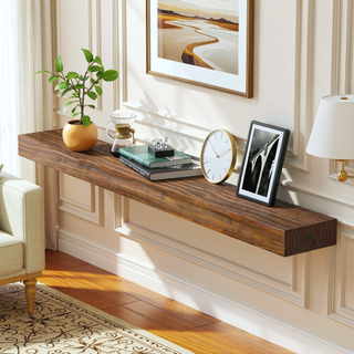Sunvega Handcrafted Pine Wood Fireplace Mantel Shelf with Distinctive Wood Grain
