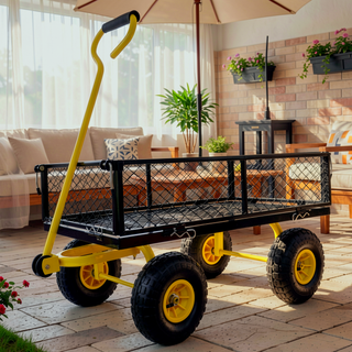 Sunvega Garden Dump Cart with Inflatable Tires and Spacious Bed for Gardening Tasks