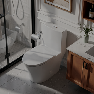 Sunvega Modern Matte Black Elongated One Piece Toilet with Dual Flush System