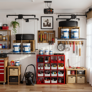 Sunvega 4x4 FT Overhead Garage Storage Rack with Crank-Down System and Safety Lock