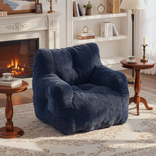 Sunvega Soft Teddy Velvet Fabric Tufted Bean Bag Chair with Ergonomic Backrest