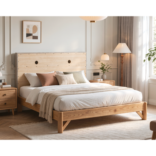 Sunvega Dark Brown Tufted Polyurethane Upholstered King Size Bed Frame