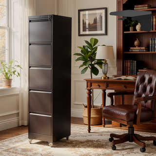 Sunvega 5 Drawer Metal Vertical File Cabinet with Lock on Wheels for Home Office