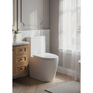 Sunvega Modern Fan-Shaped Design One-Piece Toilet with Dual Flush and Soft Close Seat
