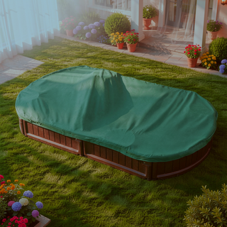 Sunvega Kids Outdoor Sandbox with Cover, Four Seats and Waterproof Top for Backyard