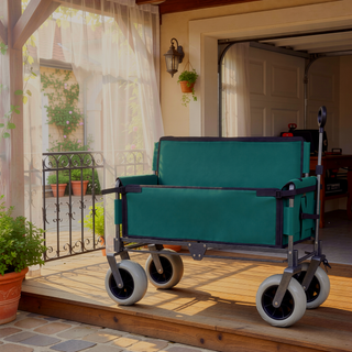 Sunvega 3-in-1 Heavy-Duty Folding Wagon Cart with Bench Seat and Storage