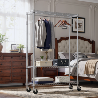Sunvega Heavy Duty Rolling Garment Rack with Wheels and Adjustable Height for Versatile Use