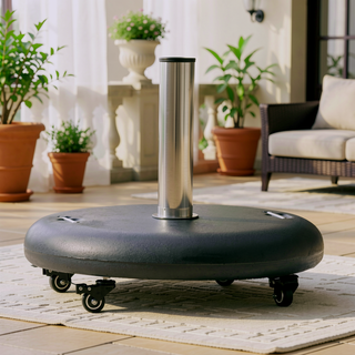 Sunvega Stainless Steel Round Wheelie Umbrella Base for Outdoor Patio Use