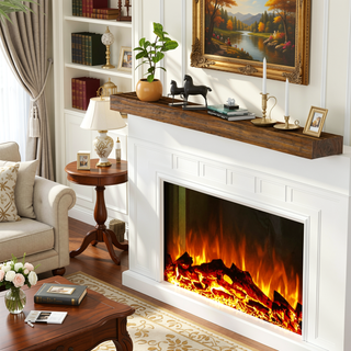 Sunvega Handcrafted Pine Wood Fireplace Mantel Shelf with Distinctive Wood Grain
