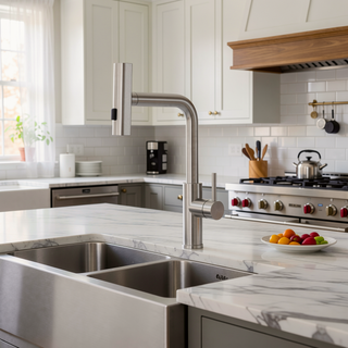 Sunvega Single Handle Kitchen Sink Faucet with Pull Out Sprayer and Deck Plate