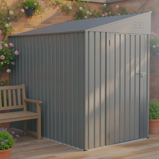 Sunvega 4x7 Foot Lean-To Shed in Olive Grey with Galvanized Steel and Lockable Double Door