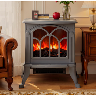 Sunvega Freestanding Fireplace Mantel with Baroque Design and Storage Columns