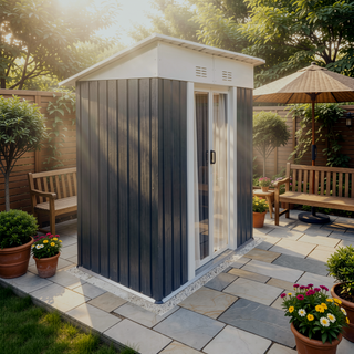 Sunvega Pent Roof Outdoor Storage Shed with Aluminum Alloy Frame and Sliding Door