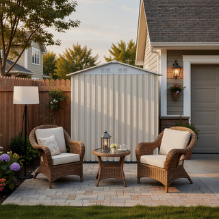 Sunvega Pent Roof Outdoor Storage Shed with Aluminum Alloy Frame and Sliding Door