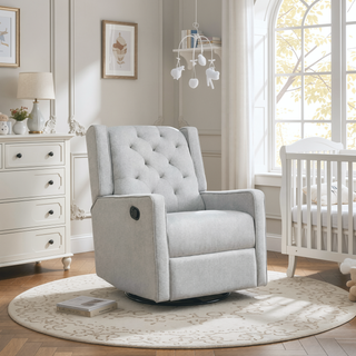 Sunvega Milah Tufted Brushed Tweed Swivel Gliding Recliner with Wingback Design
