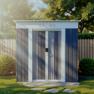 Sunvega High-Strength Galvanized Steel Apex Roof Outdoor Storage Shed