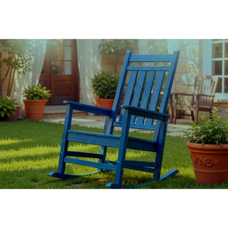 Sunvega All Weather-resistant Black Rocking Chair Set with Wood-Texture and Side Table