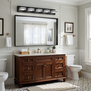 Sunvega Modern 7-Light LED Vanity Fixture with Square Acrylic Lampshades for Bathroom