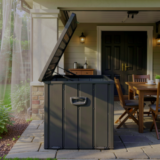 Sunvega 120 Gallon All-Weather Waterproof Lockable Outdoor Metal Storage Box with Wheels