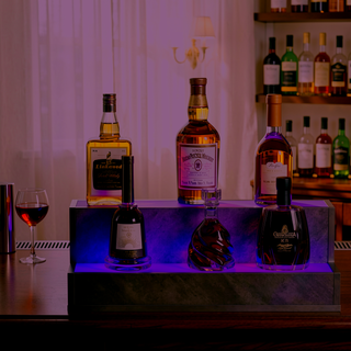 Sunvega 24 Inch Freestanding LED Lighted Liquor Bottle Display Shelf with App Remote Control