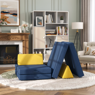Sunvega Modular Kids Play Couch with Soft Velvet Washable Cover for Creative Play