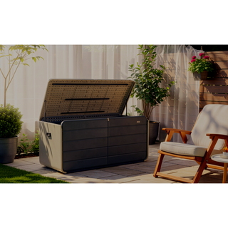 Sunvega 120 Gallon All-Weather Waterproof Lockable Outdoor Metal Storage Box with Wheels