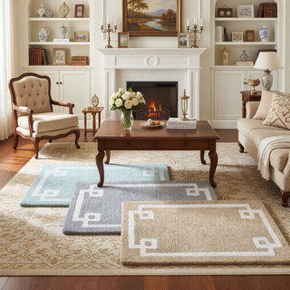 Sunvega Plush Cotton Tufted Bath Rug with Non-Skid Backing and Hotel Design