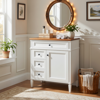Sunvega Modern Minimalist 30'' Bathroom Vanity with Top Sink and Ample Storage