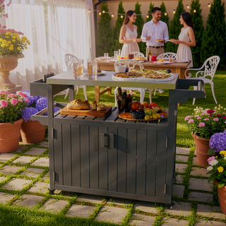Sunvega Stainless Steel Outdoor Bar Cart with Wheels and Storage for Food Prep