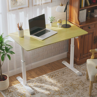 Sunvega Height Adjustable Hand Crank Sit Stand Home Office Desk for Study Room