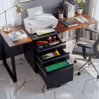 Sunvega 3-Drawer Mobile Metal Filing Cabinet with Lock for Legal Letter Size
