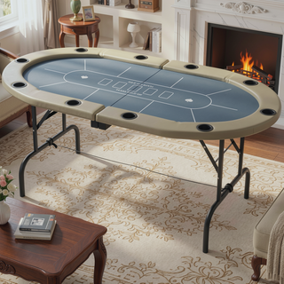 Sunvega Professional Ten-Player Foldable Poker Table with Cup Holders and Padded Armrest Rails