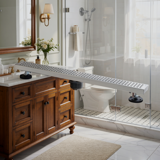 Sunvega 28 Inches Linear Shower Drain with Hair Strainer and Leveling Feet