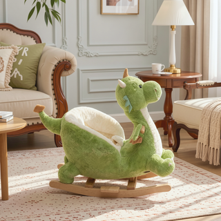 Sunvega ASTM-F963 Certified Spring Rocking Horse with Plush Fabric and Animal Sounds