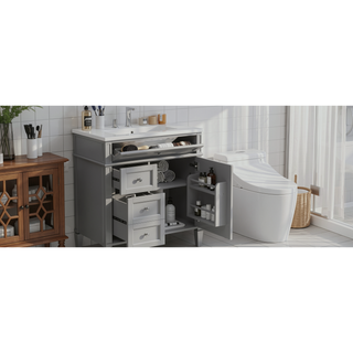 Sunvega Modern Minimalist 30'' Bathroom Vanity with Top Sink and Ample Storage