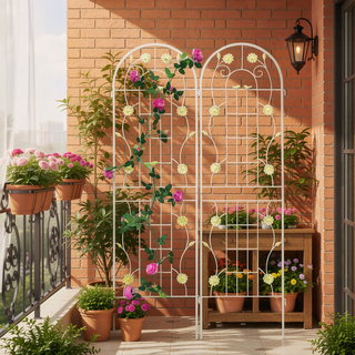 Sunvega Rustproof Metal Garden Trellis for Climbing Plants Outdoor Flower Support 4 Pack